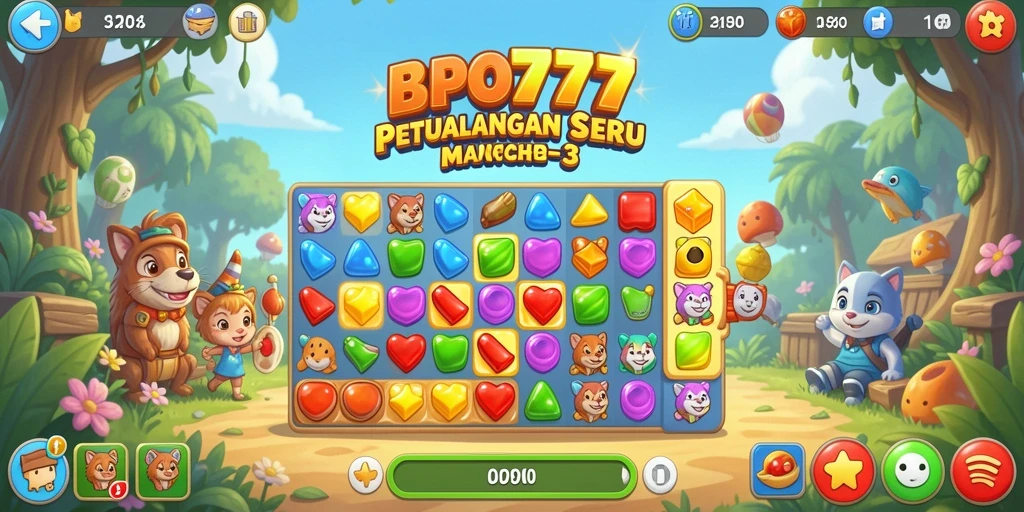 Tampilan gameplay seru BPO777 dengan tantangan Match-3.