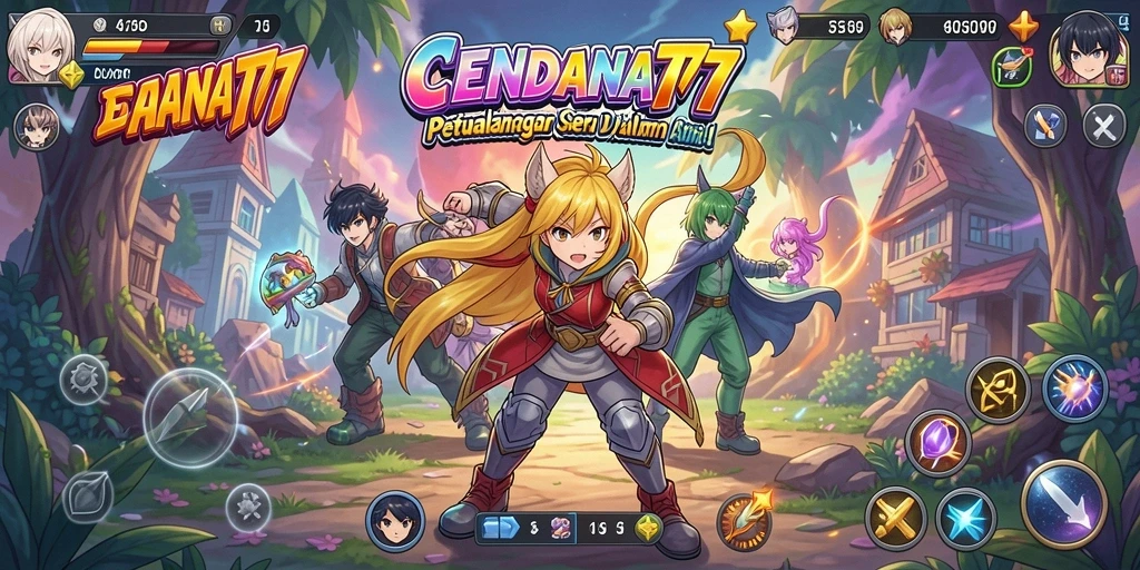 Screenshot gameplay CENDANA777 menampilkan aksi seru karakter anime.