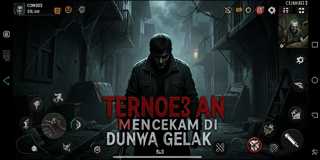 Screenshot dari gameplay COIN303 menampilkan suasana gelap dan mencekam.