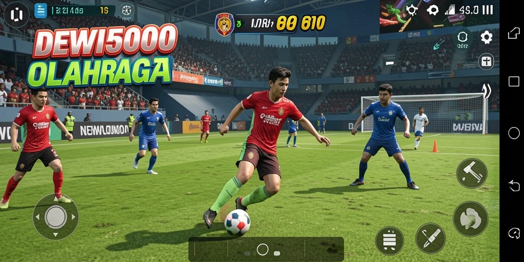 Screenshot DEWI5000 menunjukkan aksi seru dalam permainan olahraga.