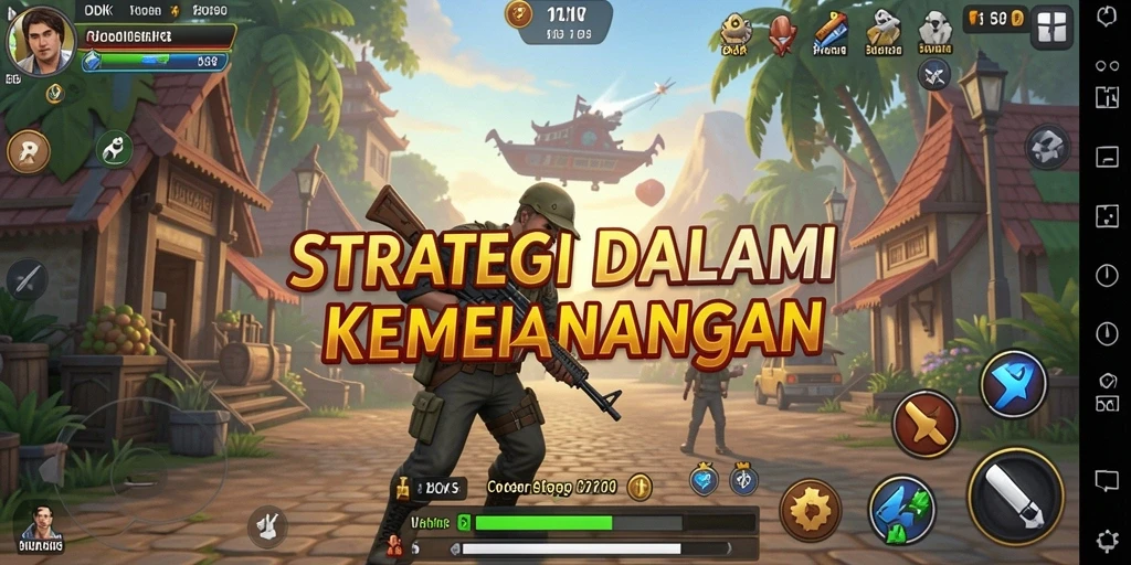 Screenshot gameplay DKK menampilkan aksi pertempuran strategi yang intens.