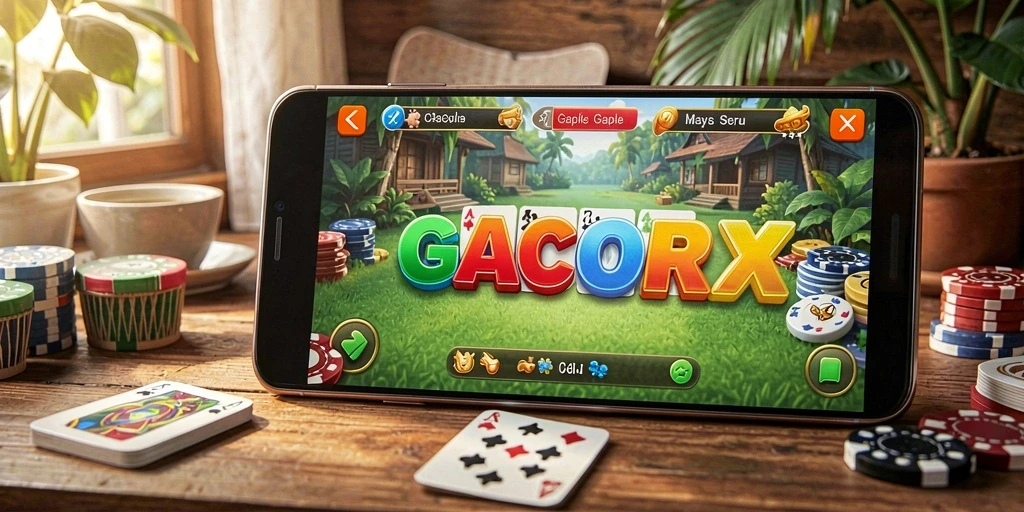 Tampilan gameplay Gaple yang seru dan interaktif di GACORX.