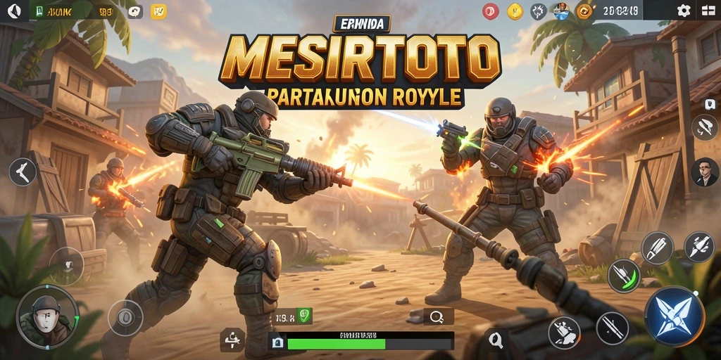 Tampilan gameplay MESIRTOTO yang menegangkan dalam pertarungan Battle Royale.