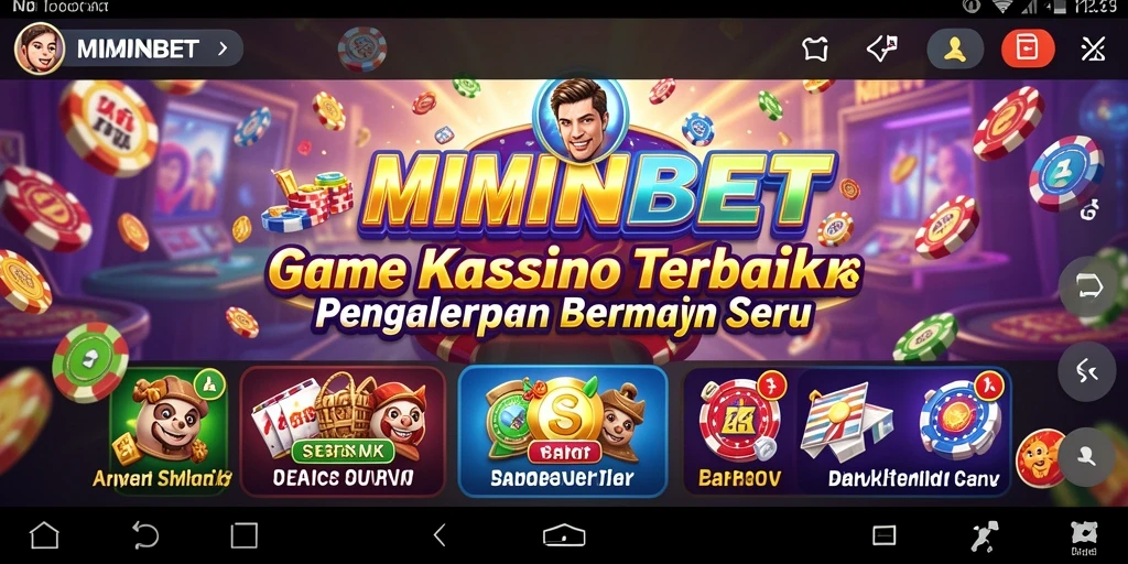 Screenshot permainan MIMINBET menampilkan suasana kasino yang mengasyikkan.