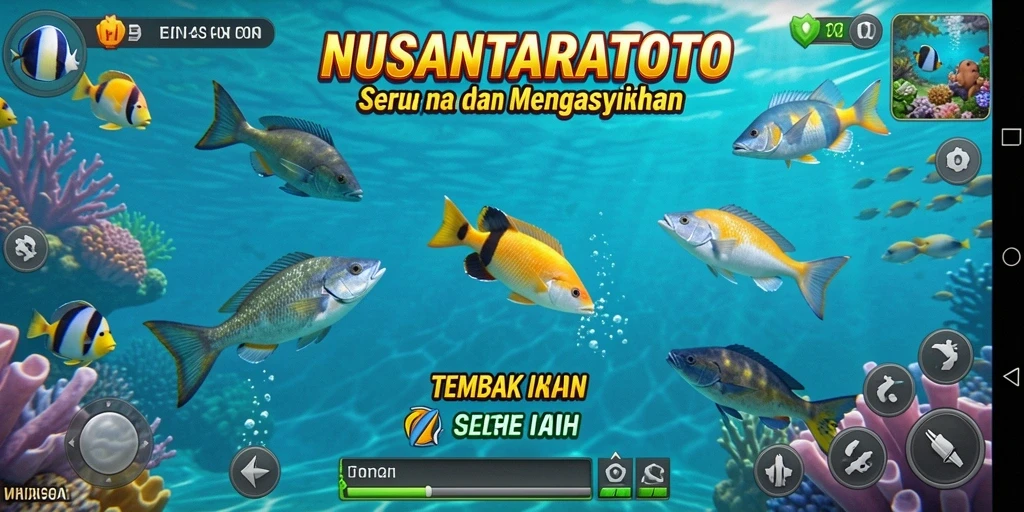 Tampilan gameplay NUSANTARATOTO yang seru saat menembak ikan.