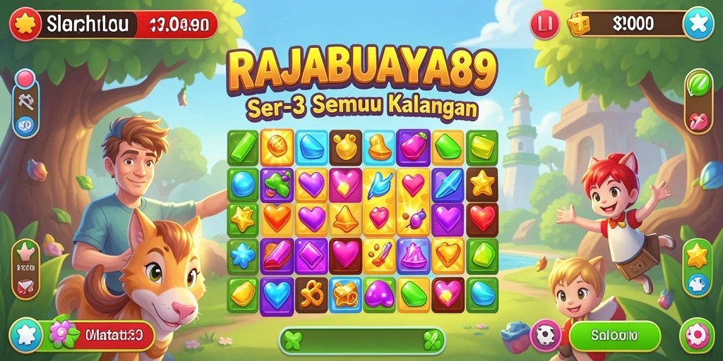 Screenshot gameplay RAJABUAYA89 yang menunjukkan tantangan match-3 yang seru.