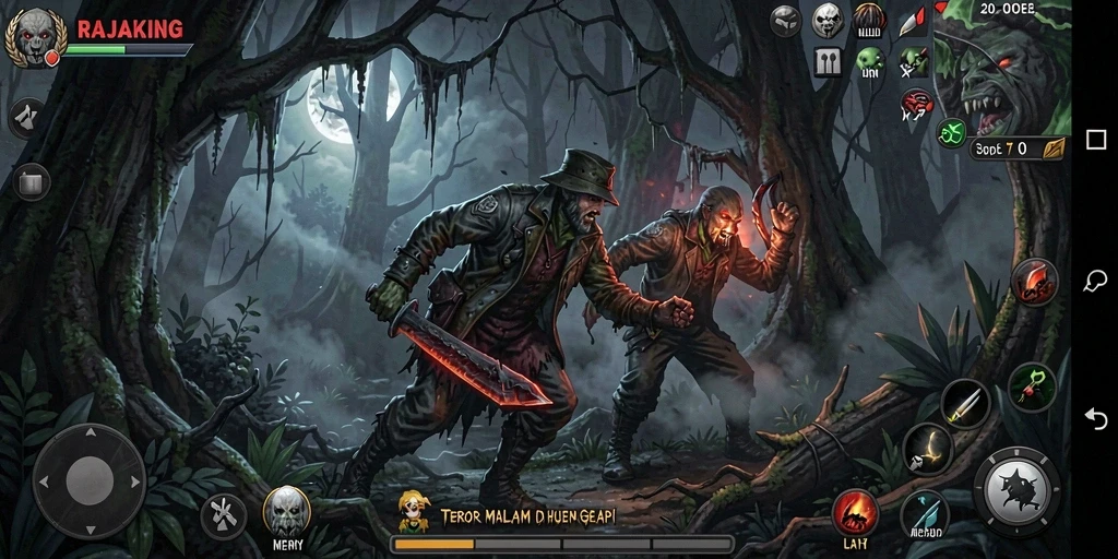 Gameplay menyeramkan di dalam hutan angker RAJAKING.