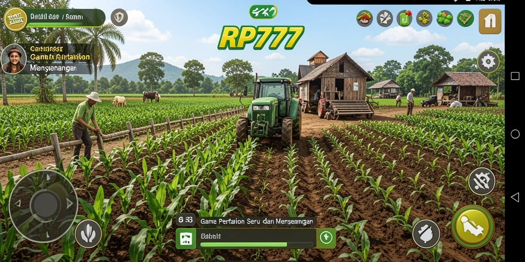 Tampilan gameplay RP777 yang menampilkan pertanian yang indah dan realistis.
